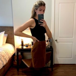 Brown Suede A-Line Mini-Skirt